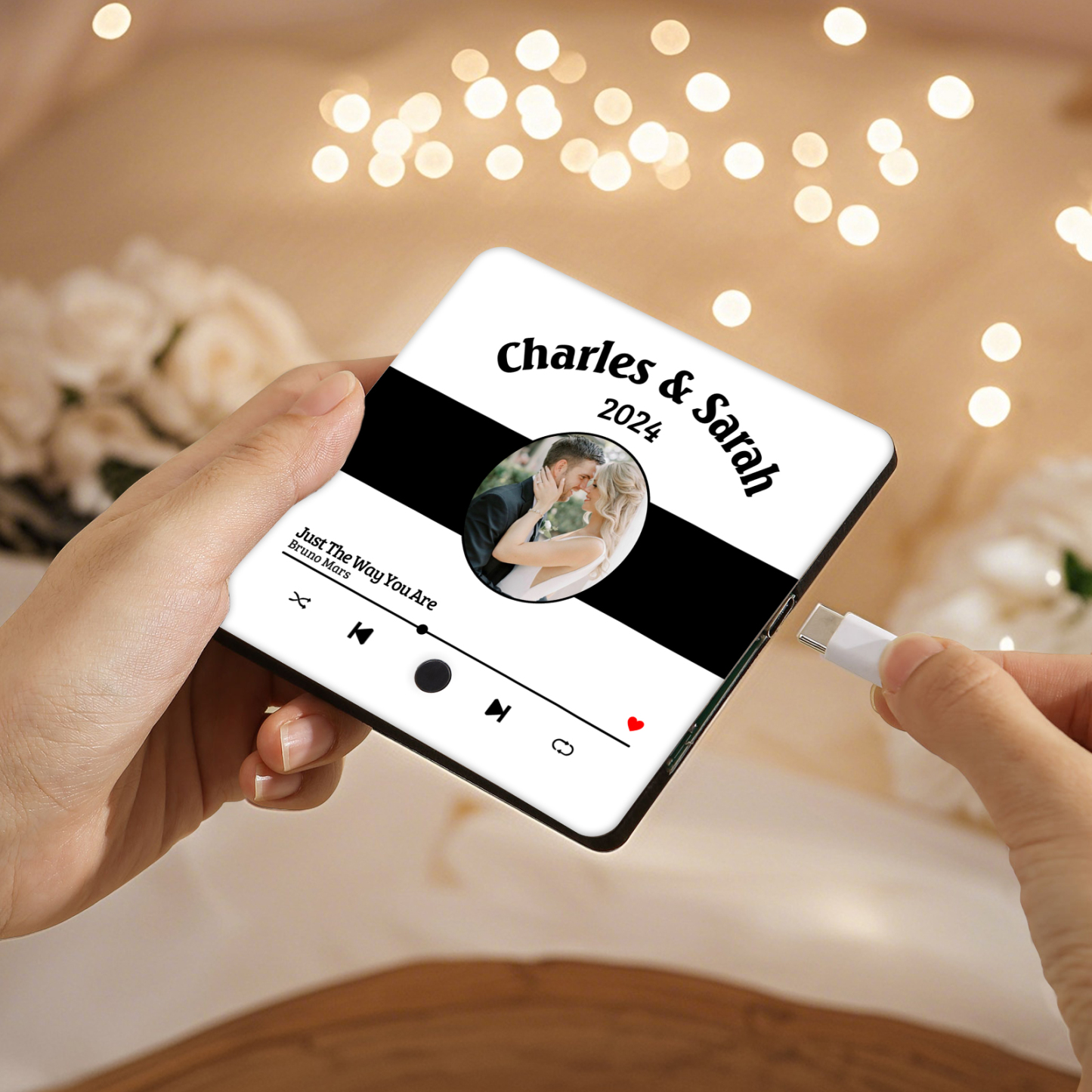 Personalized Music Fridge Sticker with 2 Names, 1 Photo & 1 Song – Romantic Valentine’s Day Gift for Him/Her | Jessemade