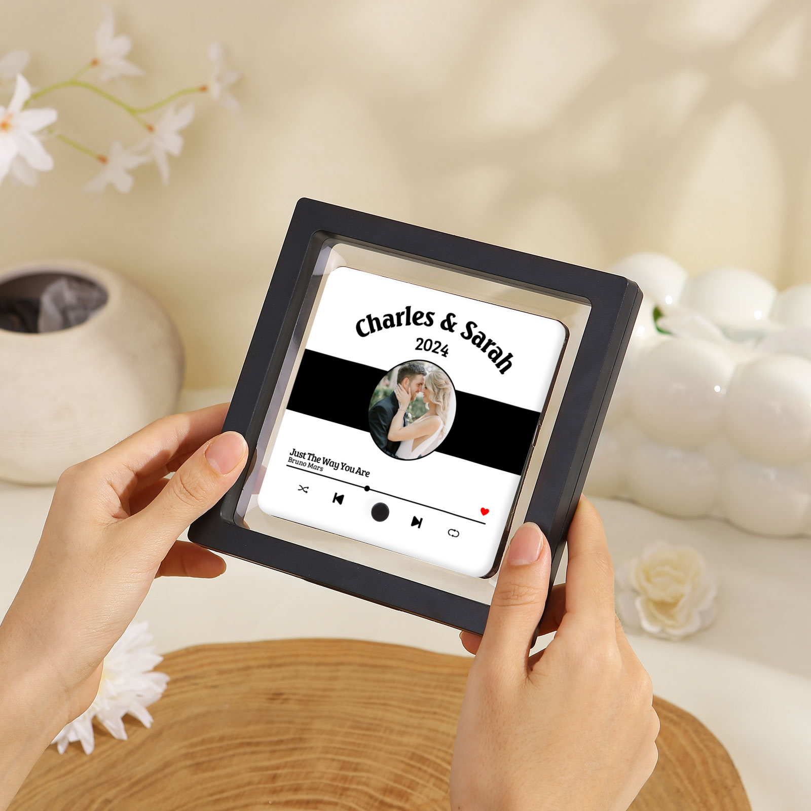 Personalized Music Fridge Sticker with 2 Names, 1 Photo & 1 Song – Romantic Valentine’s Day Gift for Him/Her | Jessemade