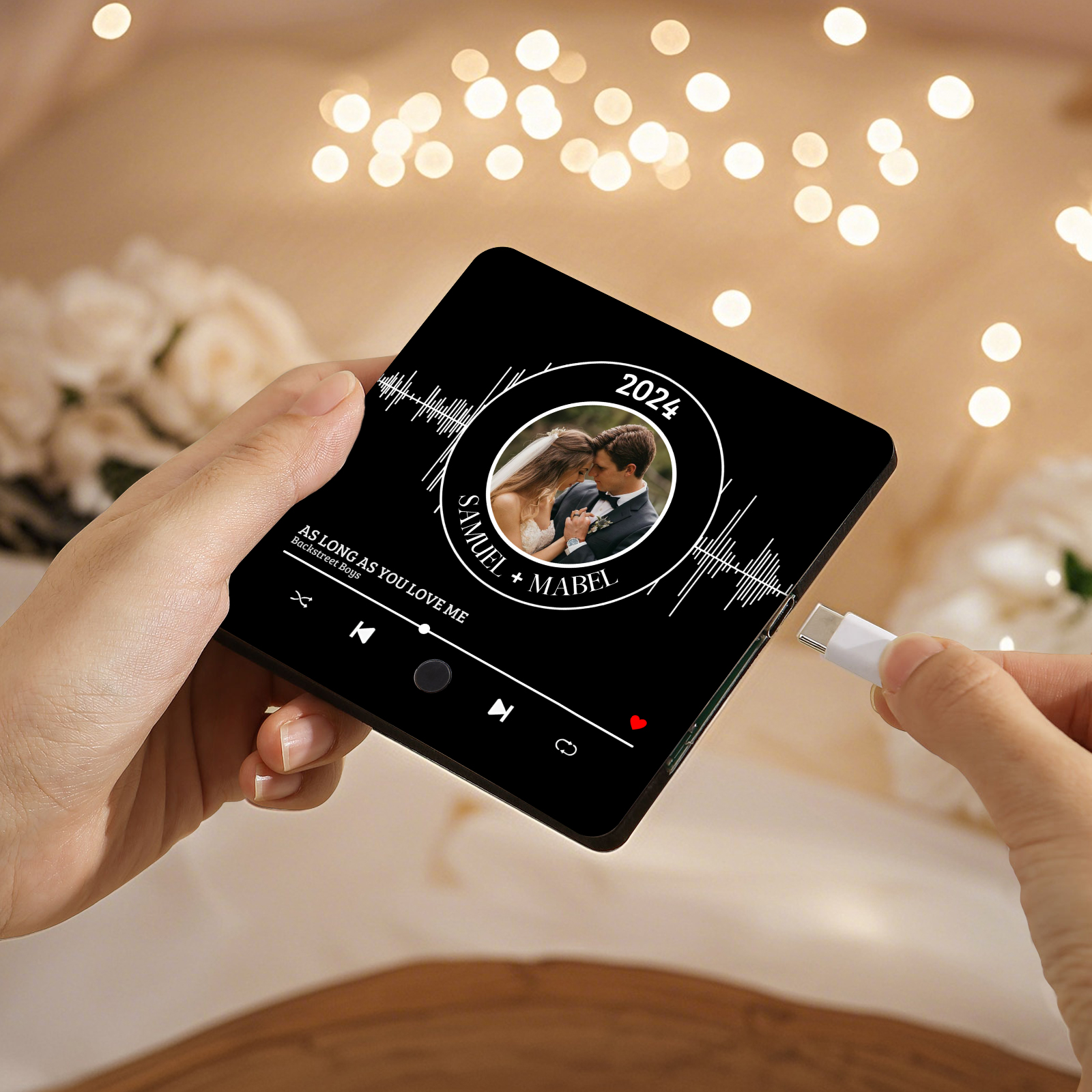 Personalized Music Fridge Magnet with 2 Names, 1 Photo & 1 Song – Valentine’s Day Gift for Him | Jessemade