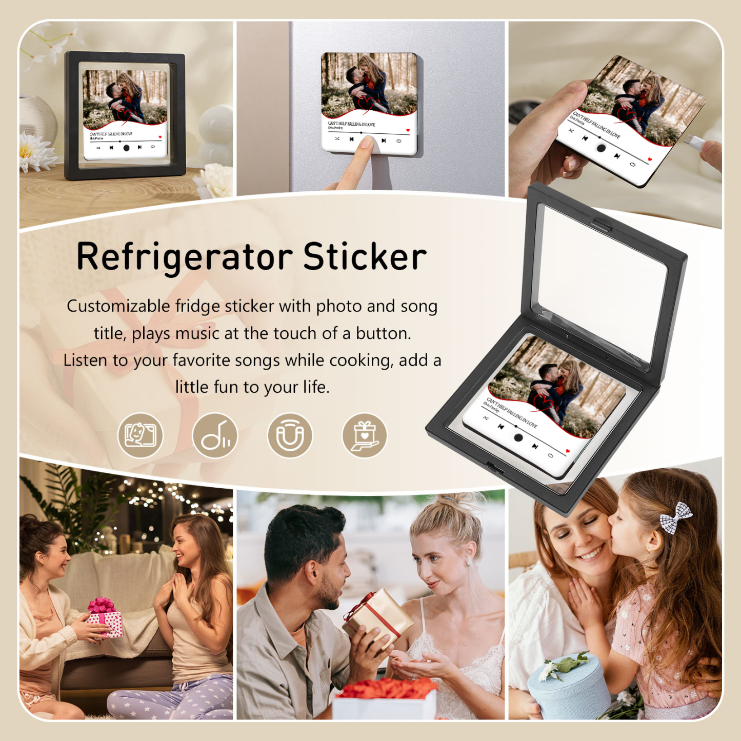Personalized Music Refrigerator Sticker with Photo & Favorite Song – Valentine’s Gift for Him/Her | Jessemade