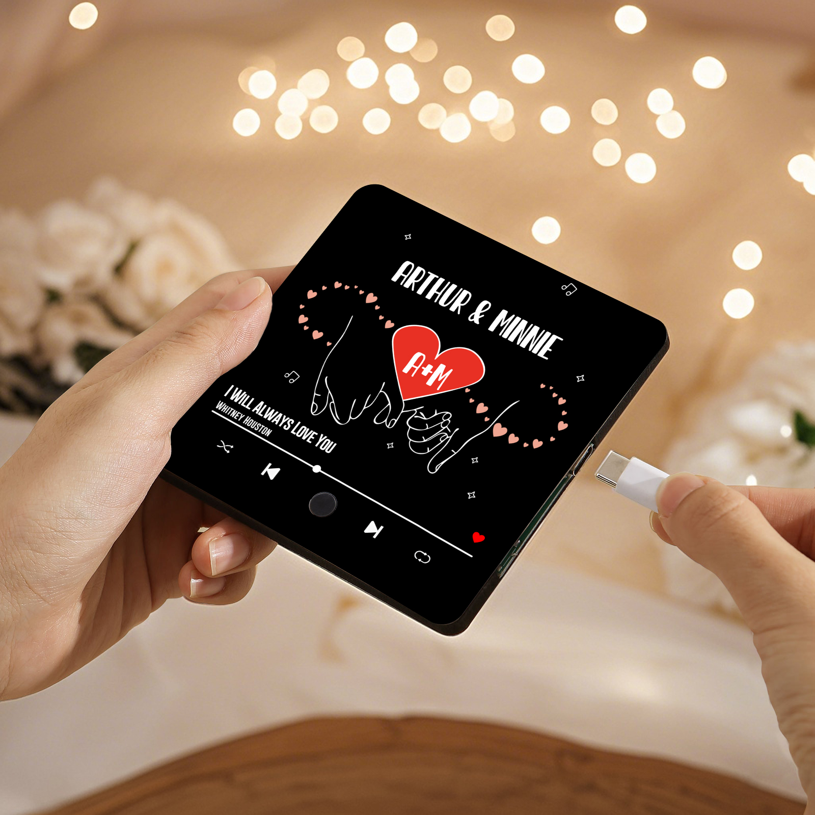 Personalized Music Fridge Magnet with 2 Names, 2 Letters & Song | Valentine’s Day Gift for Him/Her | Jessemade