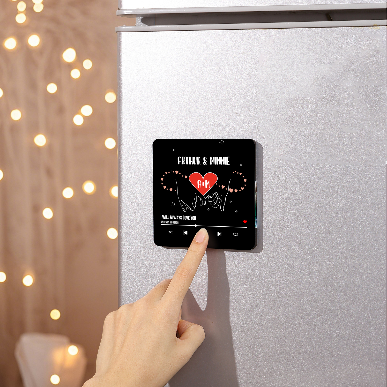 Personalized Music Fridge Magnet with 2 Names, 2 Letters & Song | Valentine’s Day Gift for Him/Her | Jessemade