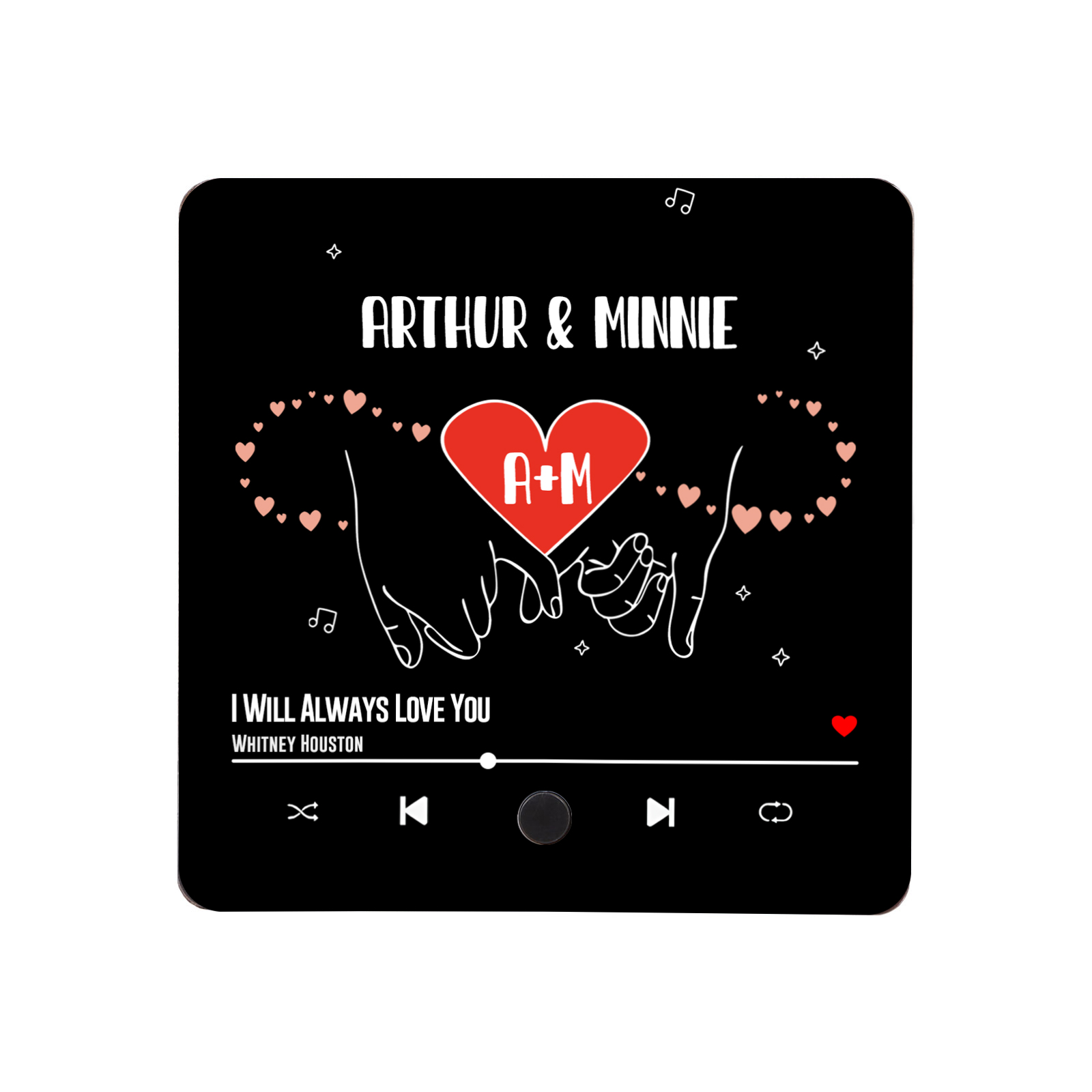 Personalized Music Fridge Magnet with 2 Names, 2 Letters & Song | Valentine’s Day Gift for Him/Her | Jessemade