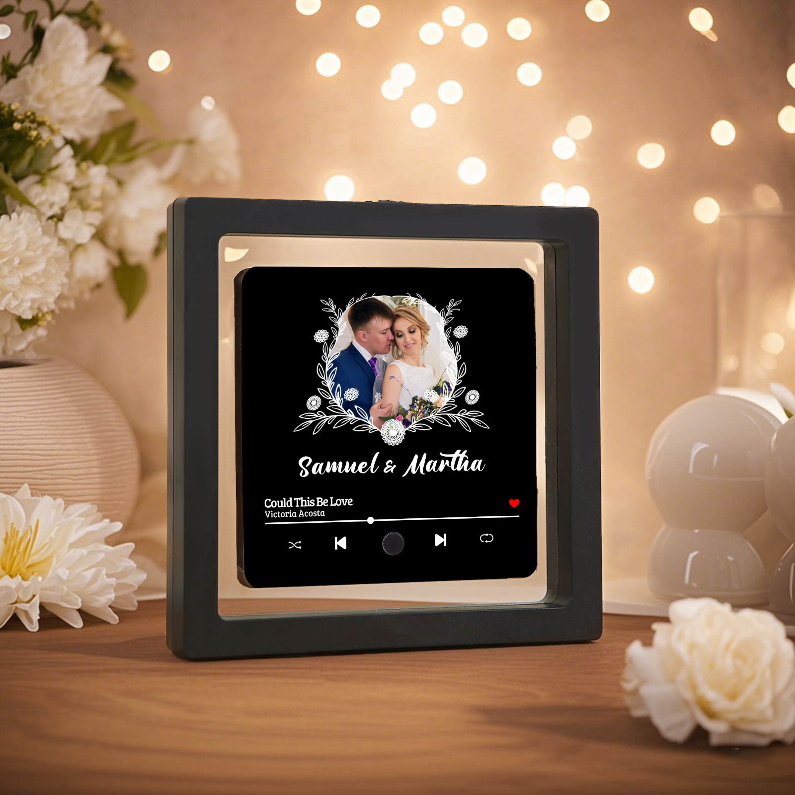 Personalized Music Fridge Magnet with Custom Photo, 2 Names & Song – Perfect Valentine’s Day Gift for Him/Her | Jessemade