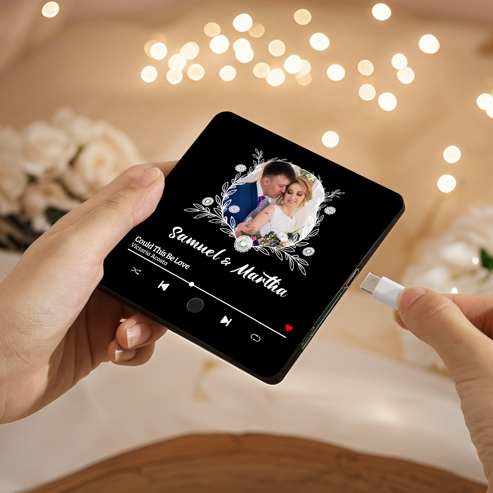 Personalized Music Fridge Magnet with Custom Photo, 2 Names & Song – Perfect Valentine’s Day Gift for Him/Her | Jessemade