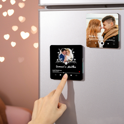 Personalized Music Fridge Magnet with Custom Photo, 2 Names & Song – Perfect Valentine’s Day Gift for Him/Her | Jessemade