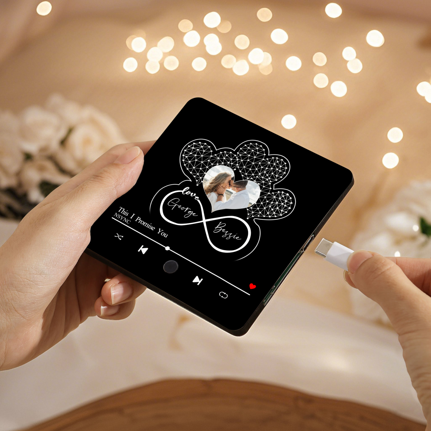 Personalized Music Fridge Magnet with Custom Photo, 2 Names & Song – Valentine’s Day Gift for Him/Her | Jessemade