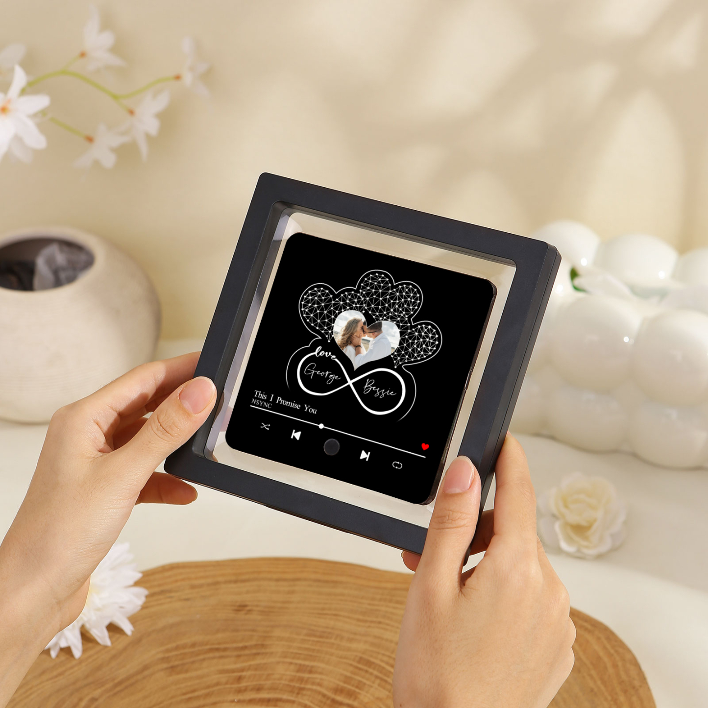 Personalized Music Fridge Magnet with Custom Photo, 2 Names & Song – Valentine’s Day Gift for Him/Her | Jessemade