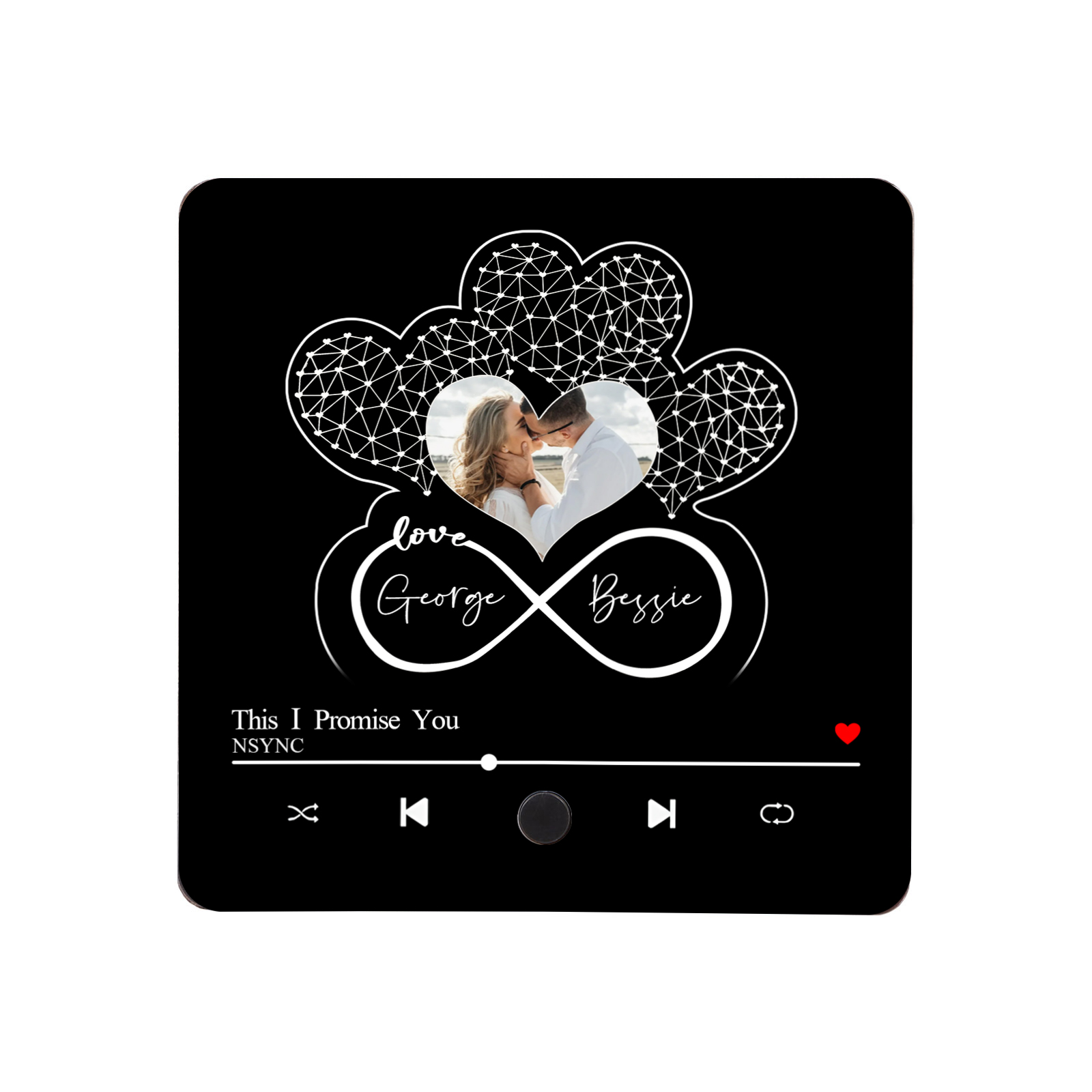 Personalized Music Fridge Magnet with Custom Photo, 2 Names & Song – Valentine’s Day Gift for Him/Her | Jessemade