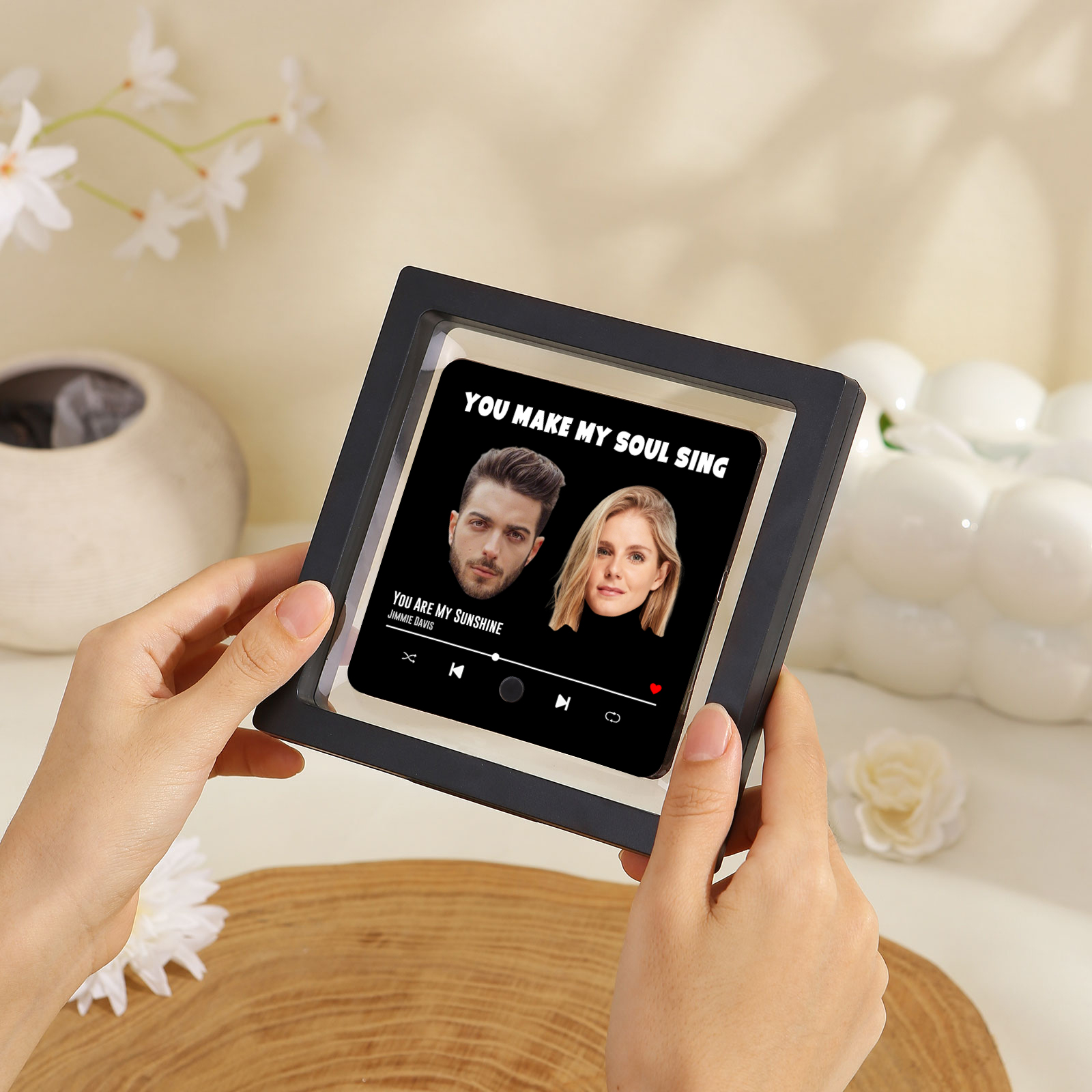 Personalized Music Fridge Magnet with Custom 2 Photo, 1 Text & Song – Valentine’s Day Gift for Him/Her | Jessemade