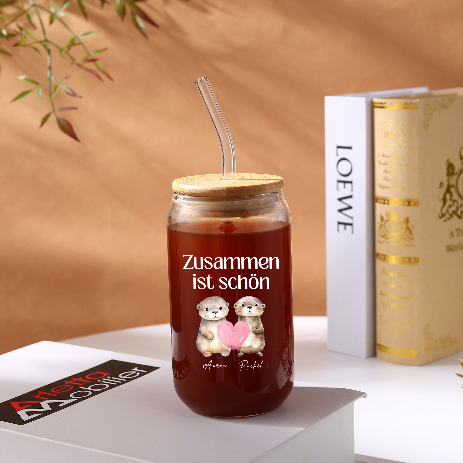 Personalised Glass Cups with 2 Names, 1 Photo and Custom Text – Valentine’s Day Gift for Couples | Jessemade