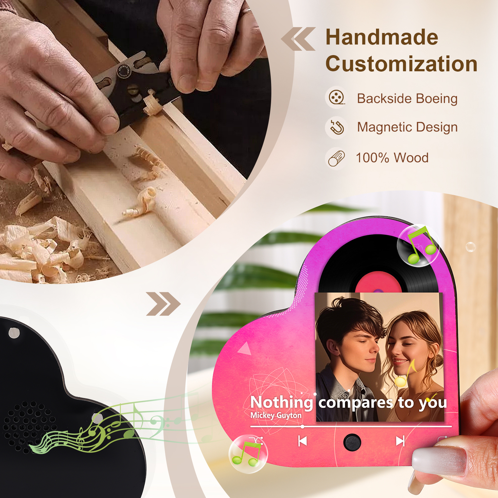 Personalized Couple Fridge Magnets – Customize with Photos and Favorite Songs – Valentine's Day Colorful Home Decor | Jessemade