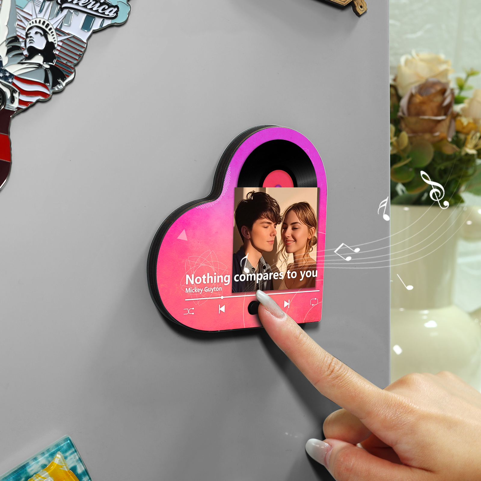 Personalized Couple Fridge Magnets – Customize with Photos and Favorite Songs – Valentine's Day Colorful Home Decor | Jessemade