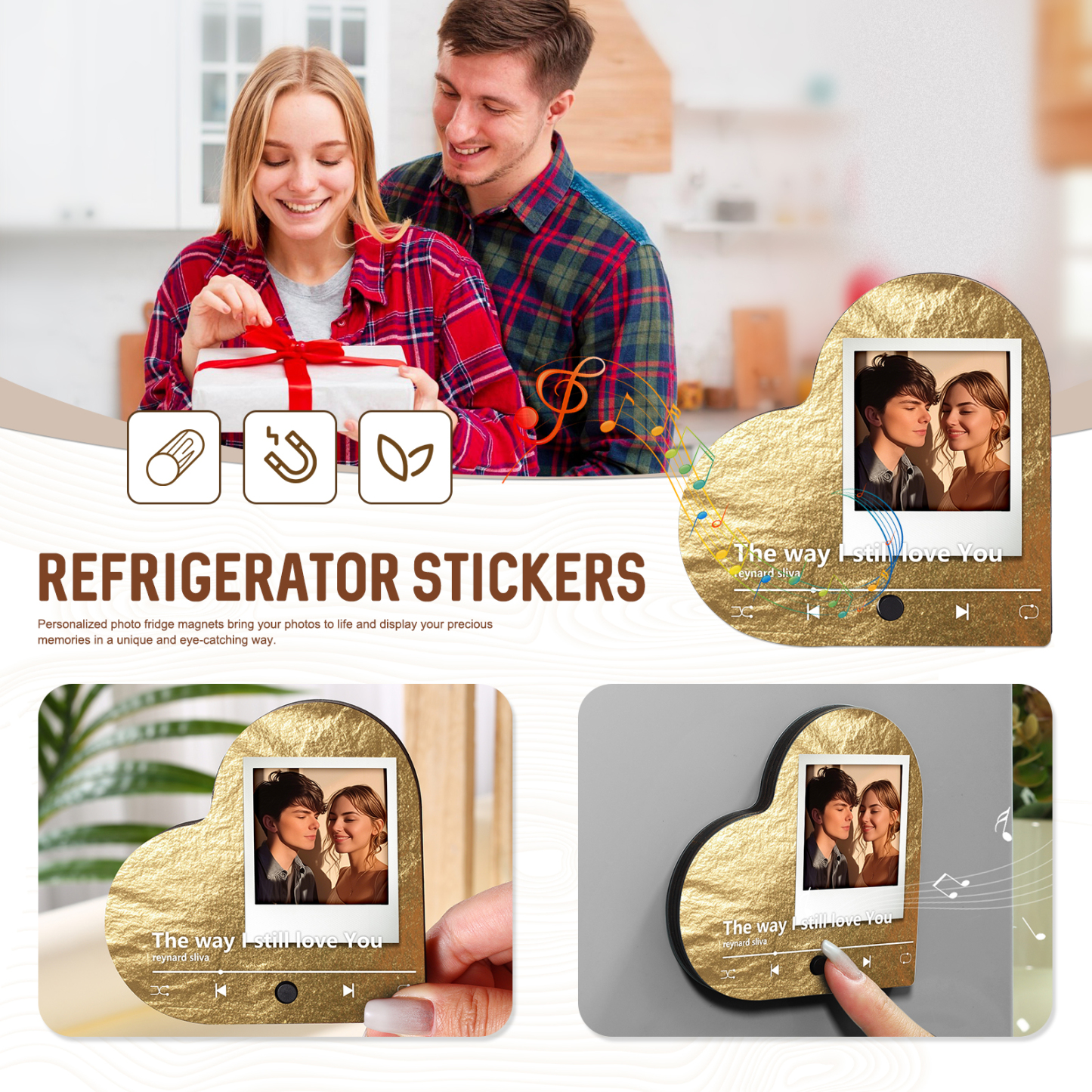 Personalized Couple Fridge Magnets – Customize with Photos and Favorite Songs Valentine's Day Home Decor | Jessemade