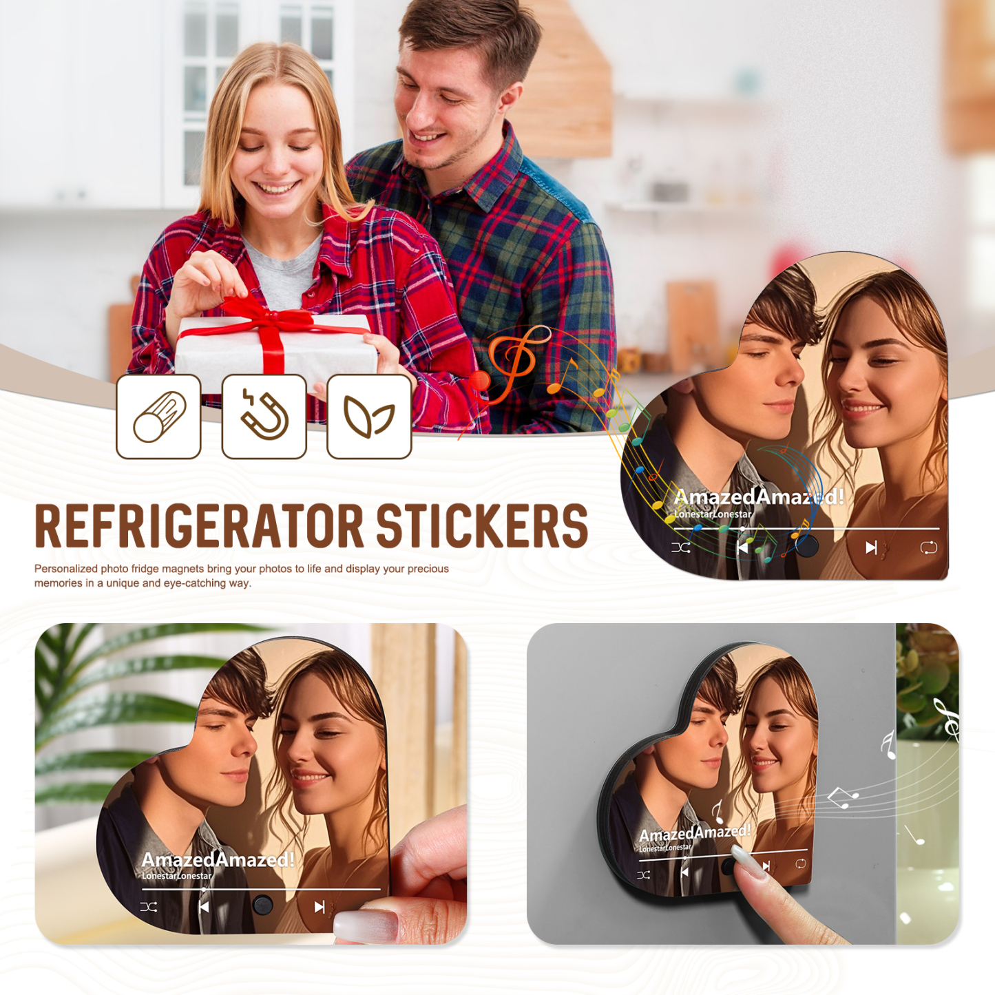 Personalized Couple Fridge Magnets – Customized Photos and Favorite Songs – Home Decorations for Valentine’s Day | Jessemade