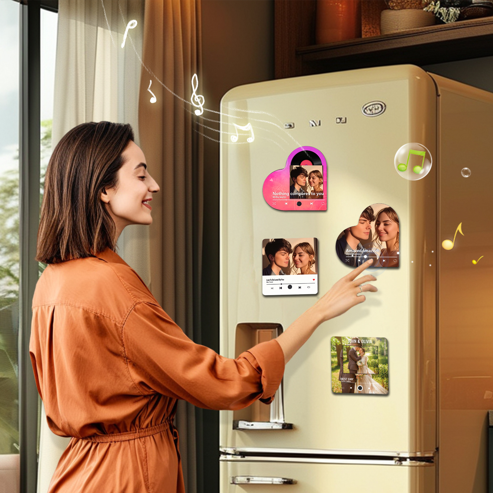 Personalized Couple Fridge Magnets – Customized Photos and Favorite Songs – Home Decorations for Valentine’s Day | Jessemade