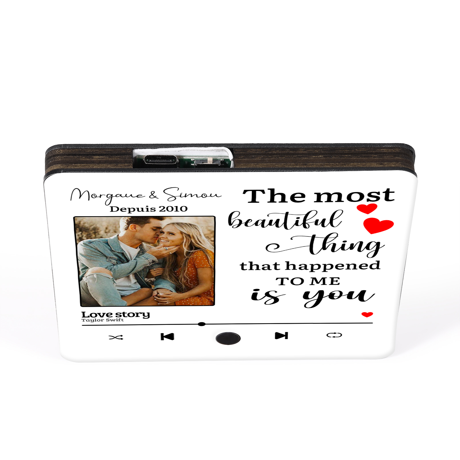 Personalised Music Fridge Magnet with 2 Names, 1 Photo, 1 Year & 1 Favorite Song – "The Most Beautiful Thing That Happened to Me Is You" - Valentine’s Day Gift for Him/Her | Jessemade