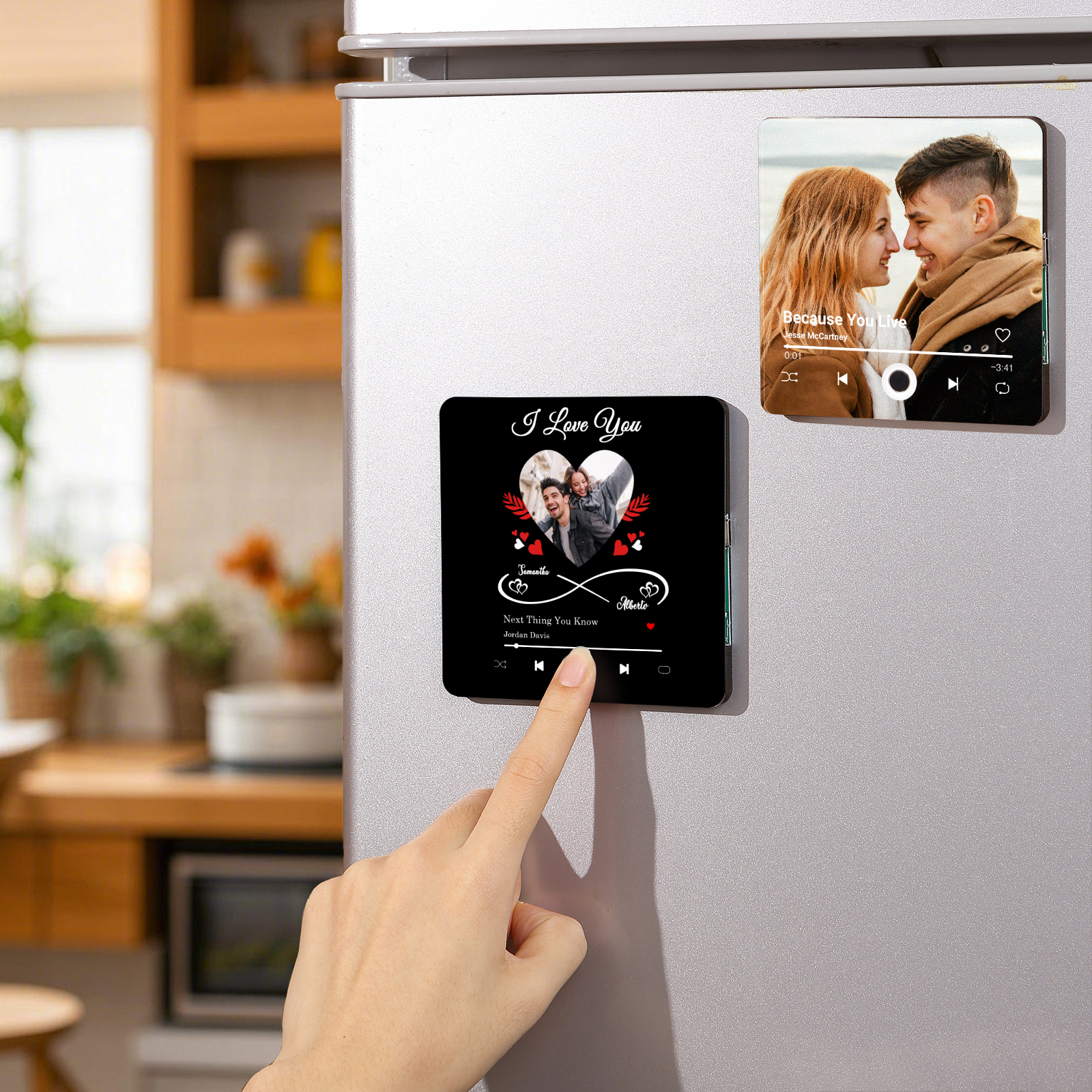 Personalized Photo Fridge Magnet Infinity and Heart Musical Valentines Day Gift