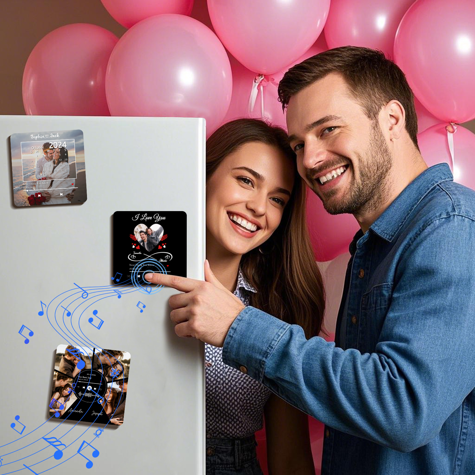 Personalized Photo Fridge Magnet Infinity and Heart Musical Valentines Day Gift