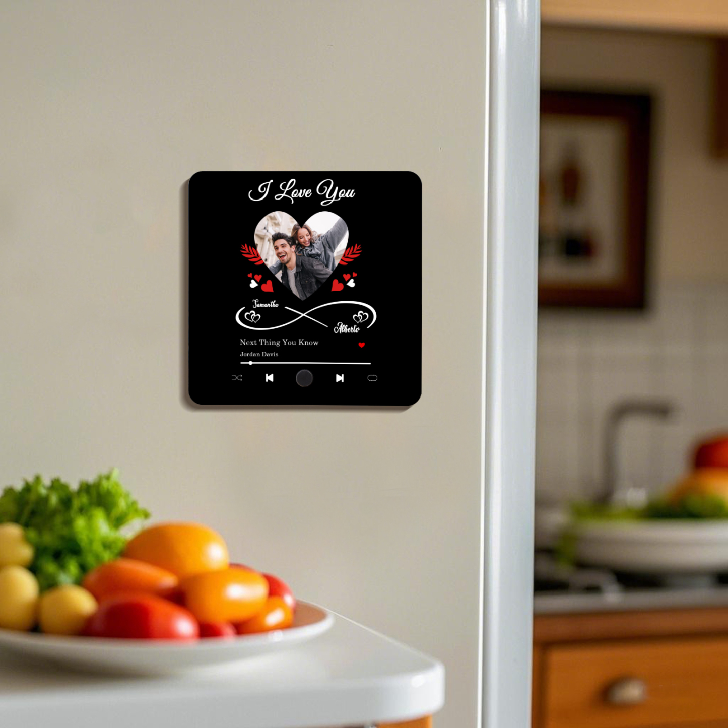 Personalized Photo Fridge Magnet Infinity and Heart Musical Valentines Day Gift