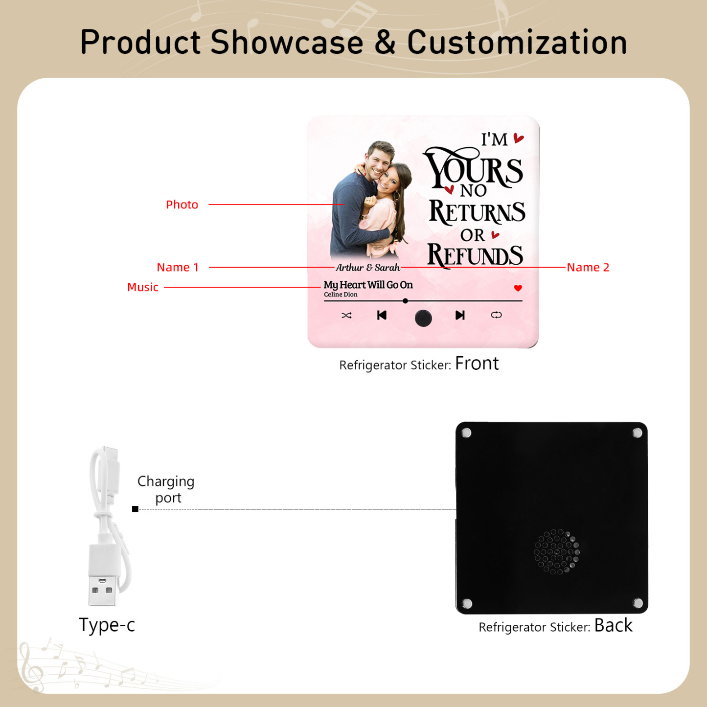 Personalized Photo Fridge Magnet I am Yours No Returns or Refunds Valentines Day Gift for Couples