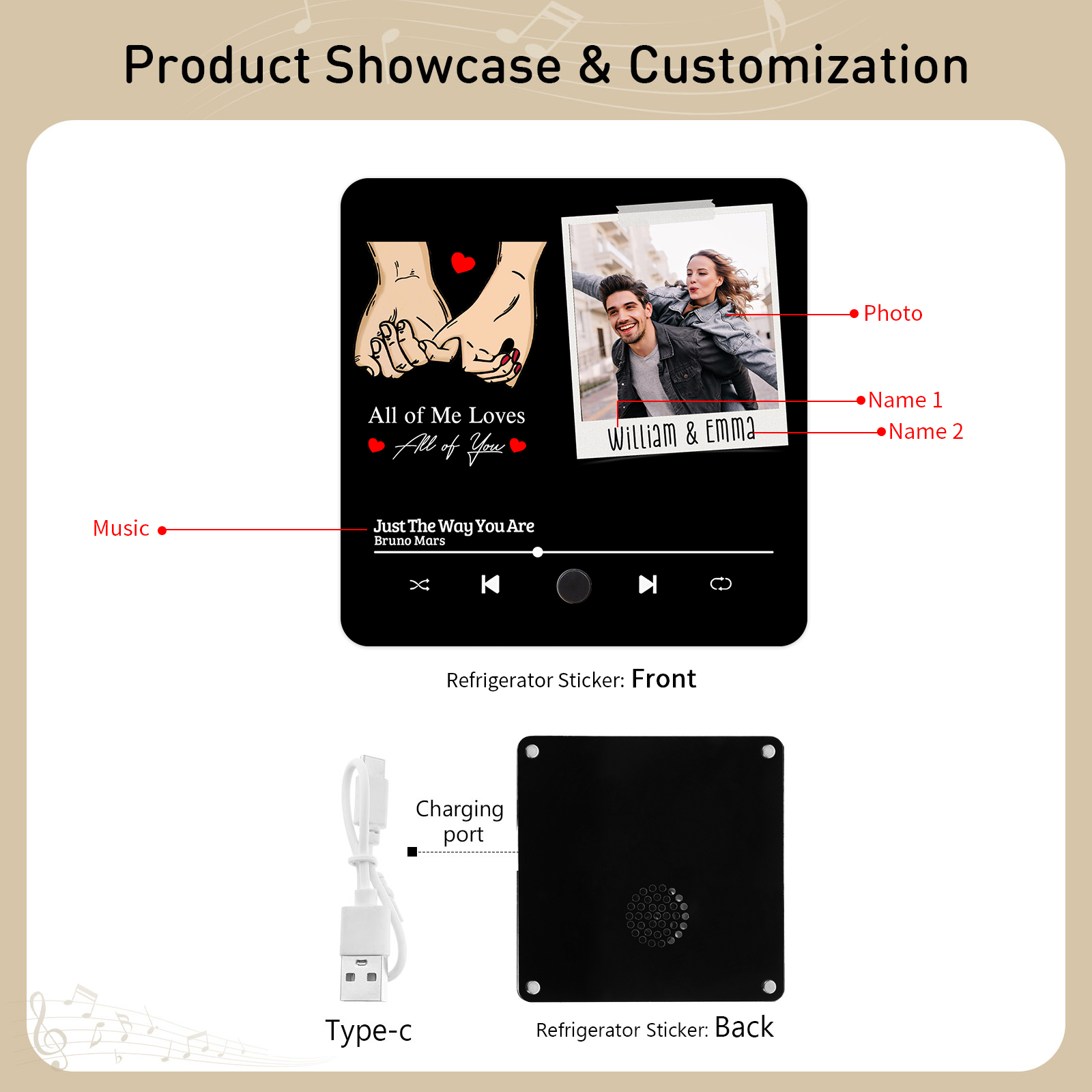 Personalized Photo Fridge Magnet All of Me Loves All of You Pinky Promise Valentines Day Gift for Couples