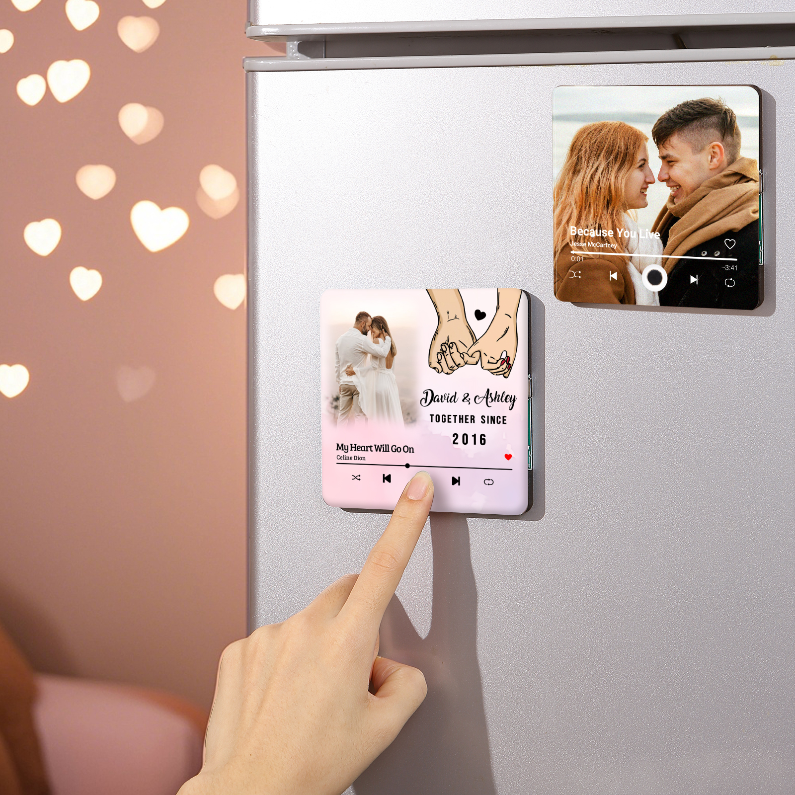 Personalized Photo Fridge Magnet Pinky Promise Together Since Gift for Couples