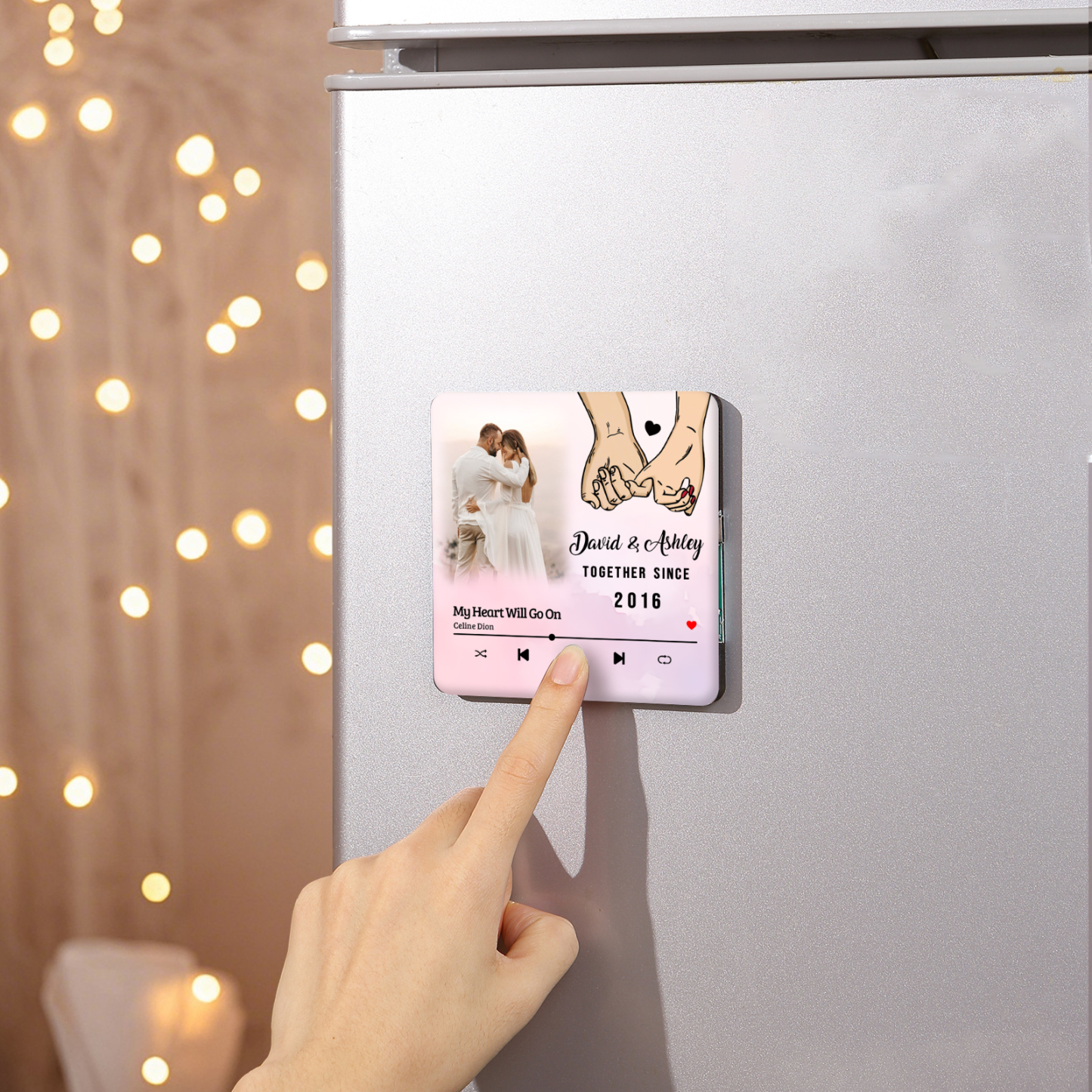 Personalized Photo Fridge Magnet Pinky Promise Together Since Gift for Couples