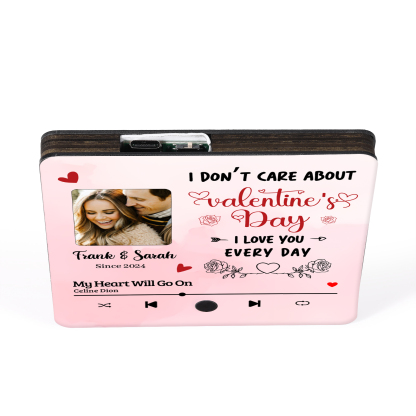 Personalised Music Refrigerator Magnet - Customized with 2 Names, 1 Photo, 1 Date & 1 Song, Pink Heart & Rose Design, “I Love You Every Day”, Valentine’s Day Gift for Couple | Jessemade