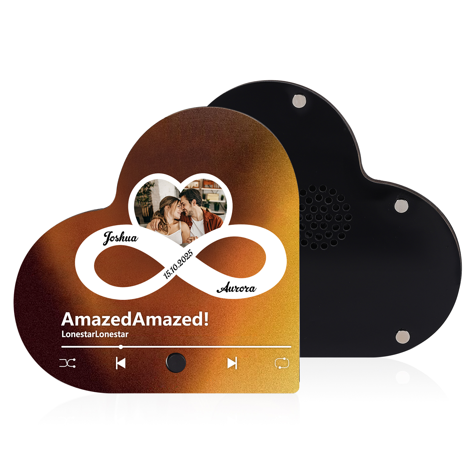 Personalised Heart-Shaped Refrigerator Magnet - Customised with 2 Names, 1 Photo, 1 Date & 1 Song, Valentine’s Day Gift for Couple | Jessemade