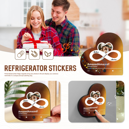 Personalised Heart-Shaped Refrigerator Magnet - Customised with 2 Names, 1 Photo, 1 Date & 1 Song, Valentine’s Day Gift for Couple | Jessemade