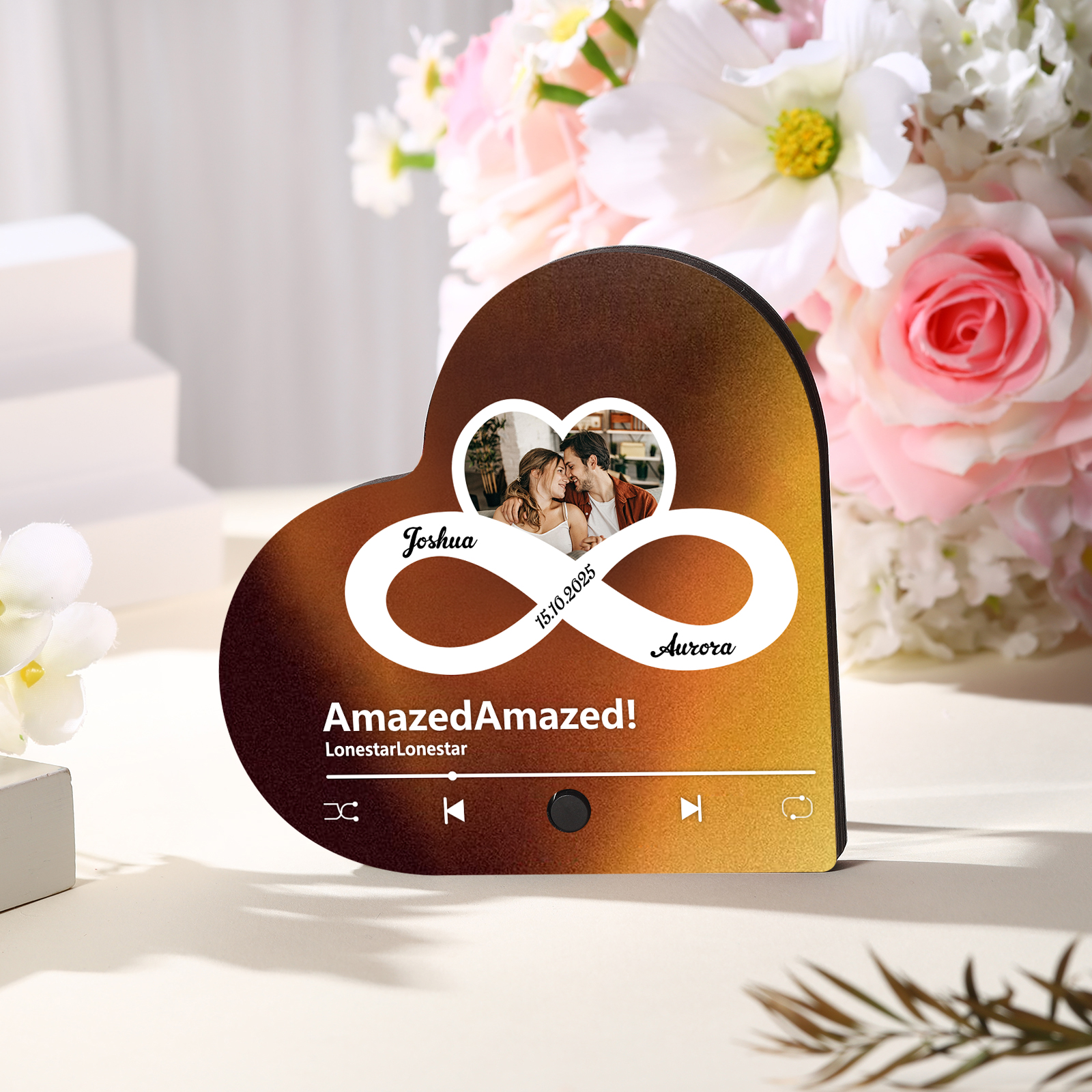 Personalised Heart-Shaped Refrigerator Magnet - Customised with 2 Names, 1 Photo, 1 Date & 1 Song, Valentine’s Day Gift for Couple | Jessemade