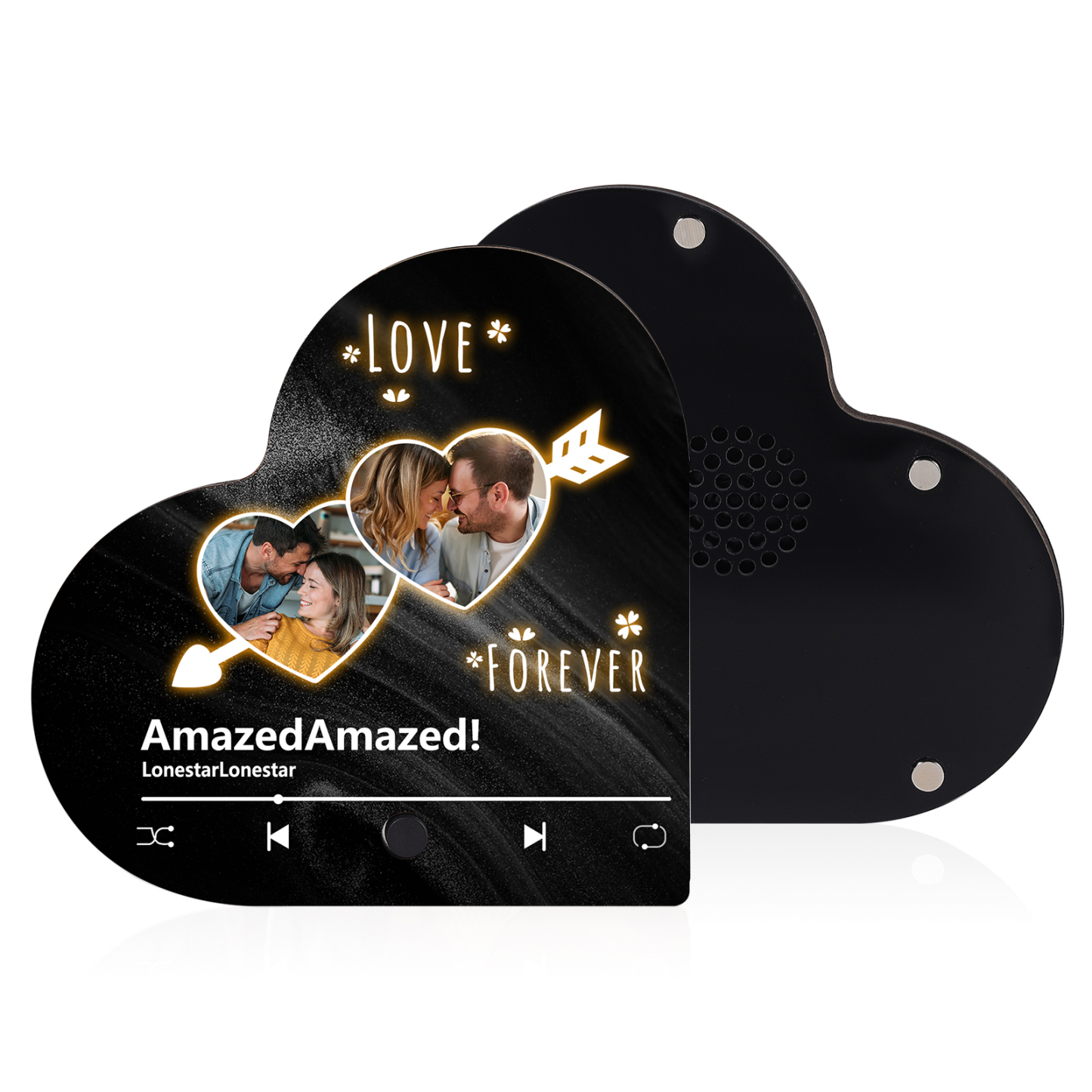 Personalised Heart-Shaped Refrigerator Magnet - Customised with 2 Photos, 2 Texts & 1 Song, Valentine’s Day Gift for Couple | Jessemade