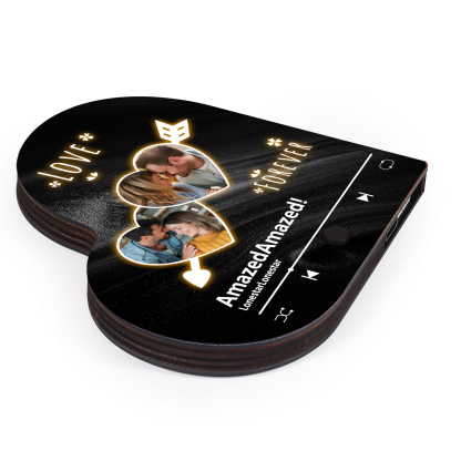 Personalised Heart-Shaped Refrigerator Magnet - Customised with 2 Photos, 2 Texts & 1 Song, Valentine’s Day Gift for Couple | Jessemade