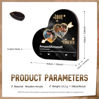 Personalised Heart-Shaped Refrigerator Magnet - Customised with 2 Photos, 2 Texts & 1 Song, Valentine’s Day Gift for Couple | Jessemade