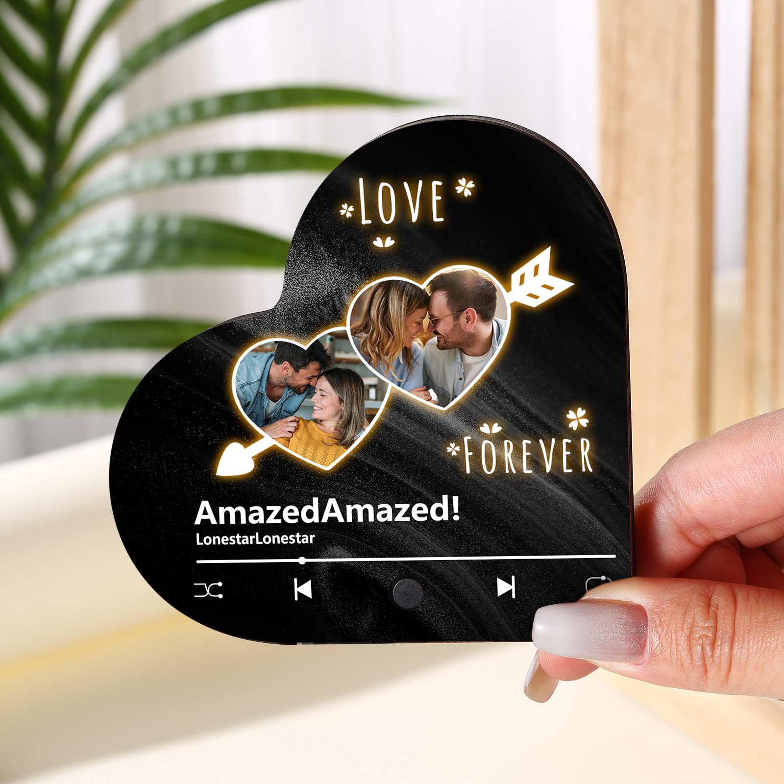 Personalised Heart-Shaped Refrigerator Magnet - Customised with 2 Photos, 2 Texts & 1 Song, Valentine’s Day Gift for Couple | Jessemade