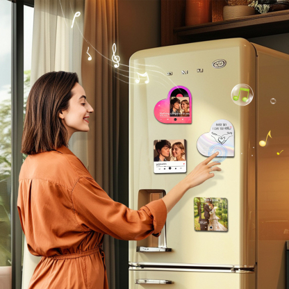Personalised Heart-Shaped Refrigerator Magnet - Customised with 2 Names, 1 Text & 1 Song, Heart Gesture Design, Valentine’s Day Gift for Couple | Jessemade