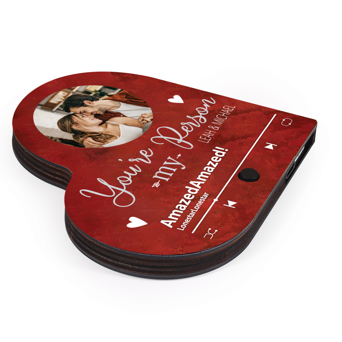 Personalised Heart-Shaped Refrigerator Magnet - Customised with 2 Names, 1 Photo, 1 Text & 1 Song, Romantic Design, Valentine’s Day Gift for Couple | Jessemade