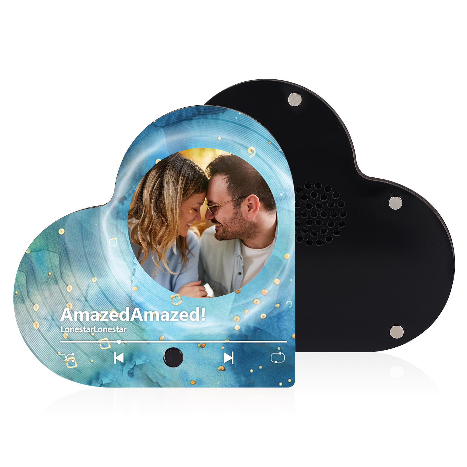 Personalised Heart-Shaped Refrigerator Magnet - Customised with 1 Photo & 1 Song, Watercolour Design, Valentine’s Day Gift for Couple | Jessemade