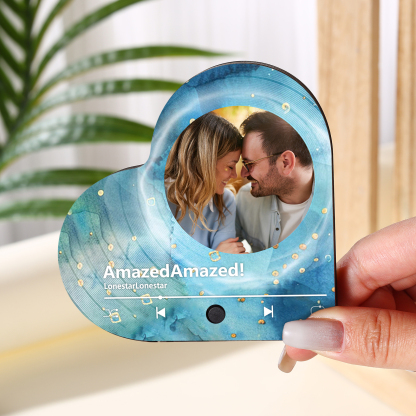 Personalised Heart-Shaped Refrigerator Magnet - Customised with 1 Photo & 1 Song, Watercolour Design, Valentine’s Day Gift for Couple | Jessemade