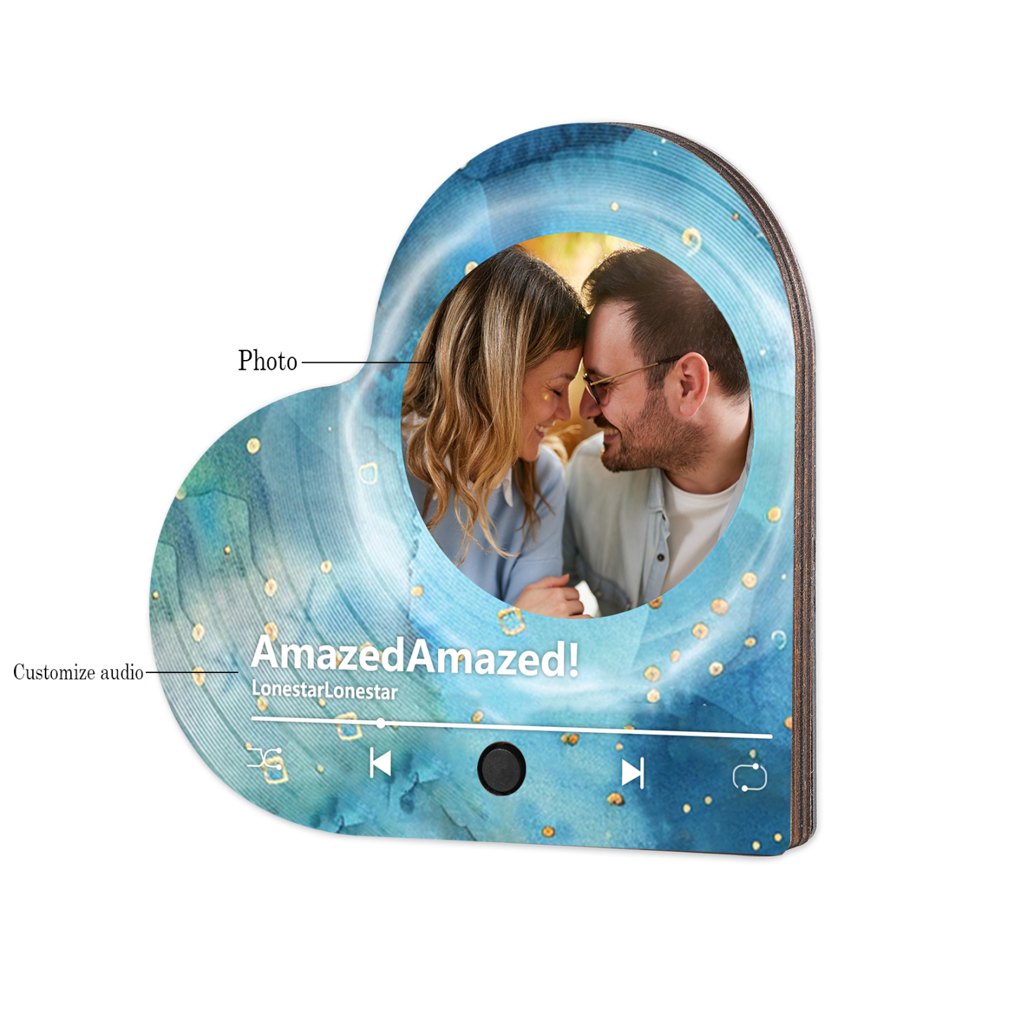 Personalised Heart-Shaped Refrigerator Magnet - Customised with 1 Photo & 1 Song, Watercolour Design, Valentine’s Day Gift for Couple | Jessemade