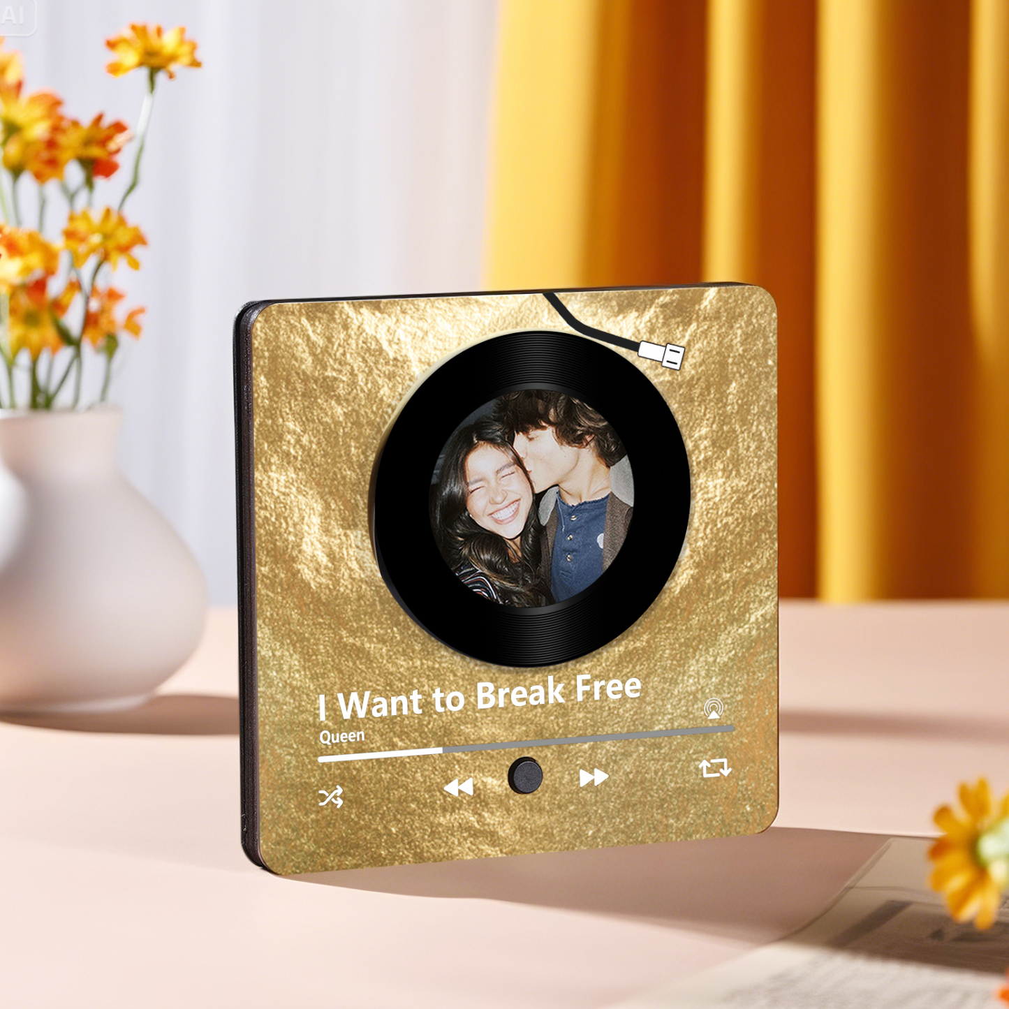 Personalised Music Refrigerator Magnet - Customised with 1 Photo & 1 Song, "Vinyl Record Style" Design, Valentine’s Day Gift for Couple | Jessemade