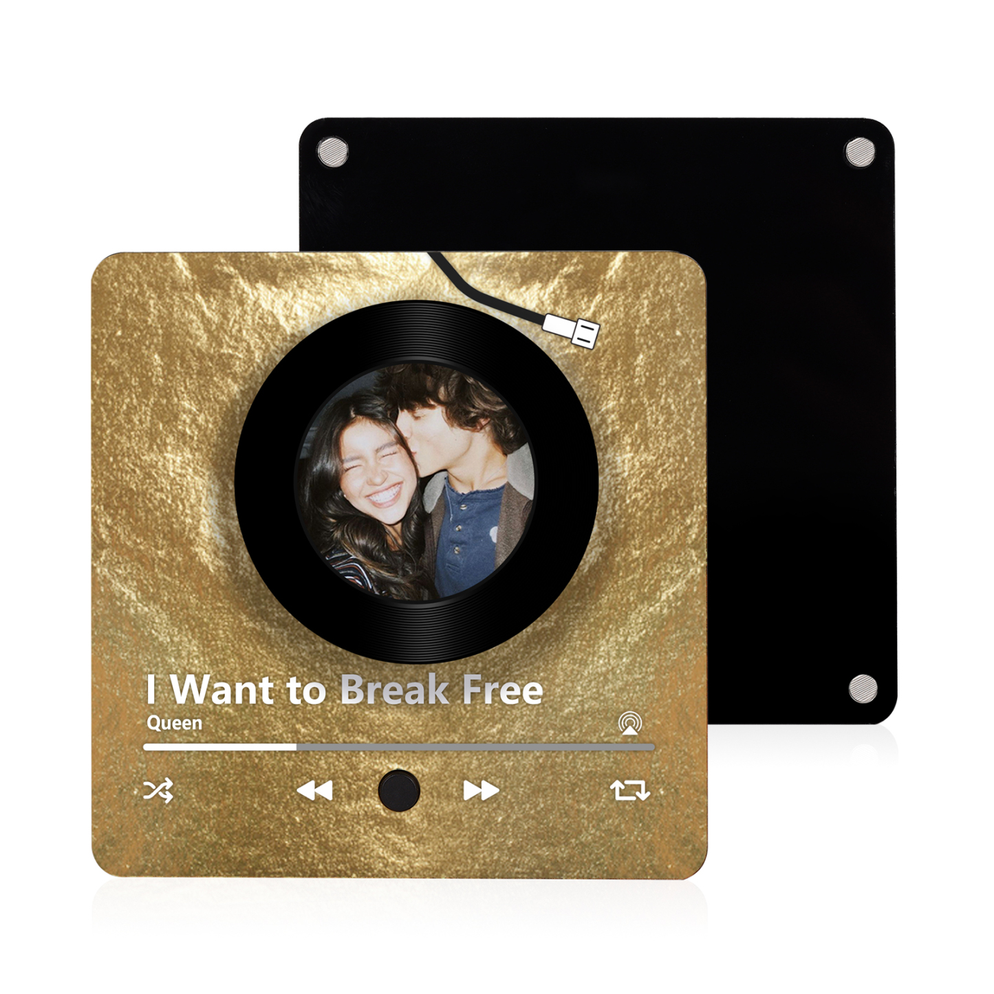 Personalised Music Refrigerator Magnet - Customised with 1 Photo & 1 Song, "Vinyl Record Style" Design, Valentine’s Day Gift for Couple | Jessemade
