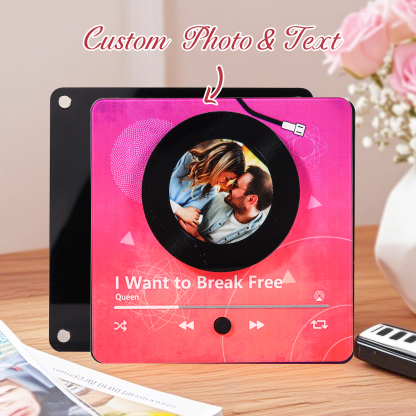 Personalised Music Refrigerator Magnet - Customised with 1 Photo & 1 Song, "Vinyl Record Style" Design, Valentine’s Day Gift for Couple | Jessemade