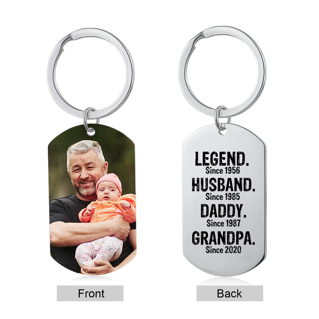 Personalized Photo Keychain Legend Husband Daddy Grandpa Custom Gift for Grandpa | Jessemade