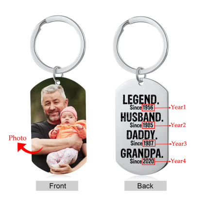 Personalized Photo Keychain Legend Husband Daddy Grandpa Custom Gift for Grandpa | Jessemade