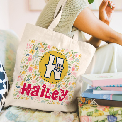 Personalized Alphabet Bee Tote Bag – Unique Design Back-to-School Gift