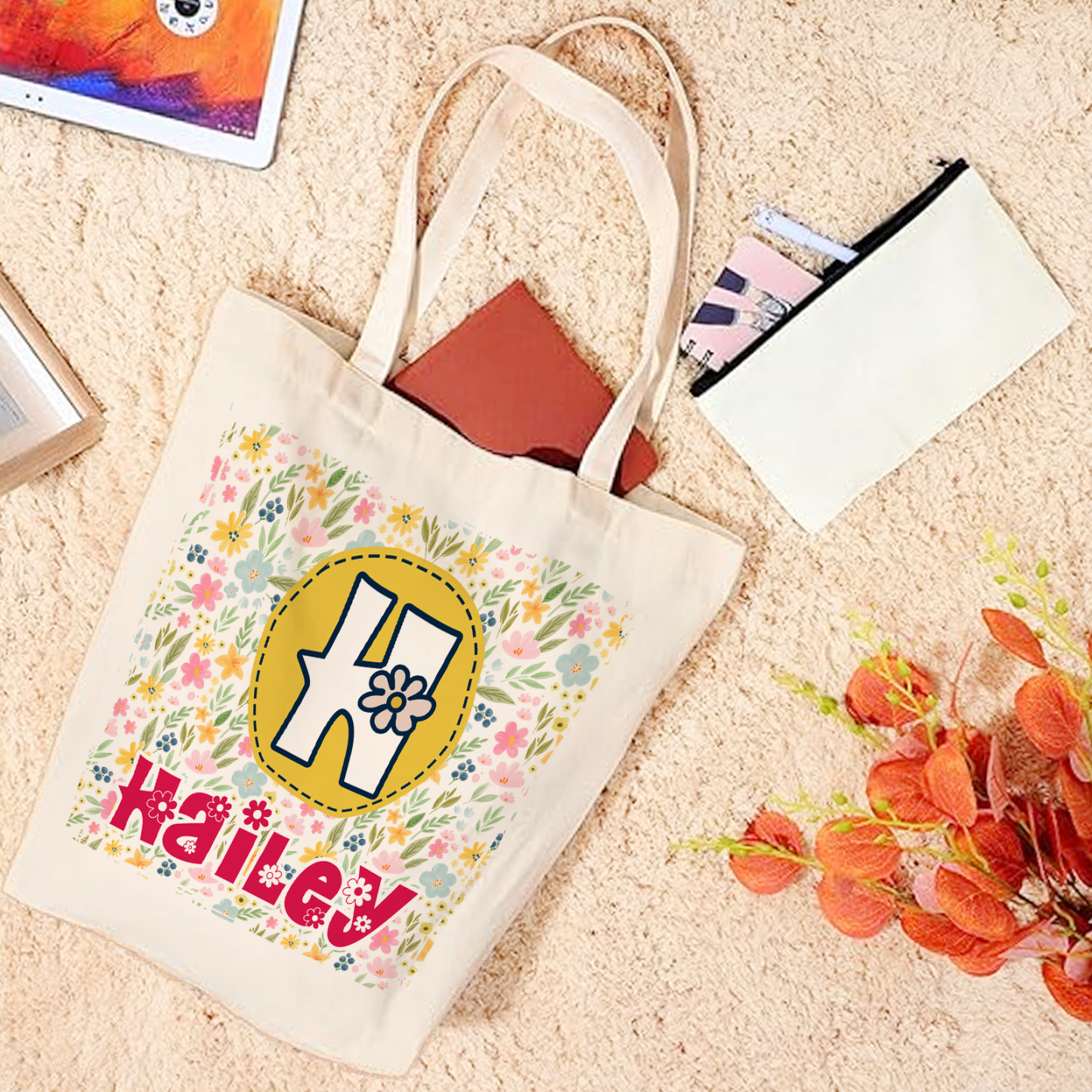 Personalized Alphabet Bee Tote Bag – Unique Design Back-to-School Gift for Kids