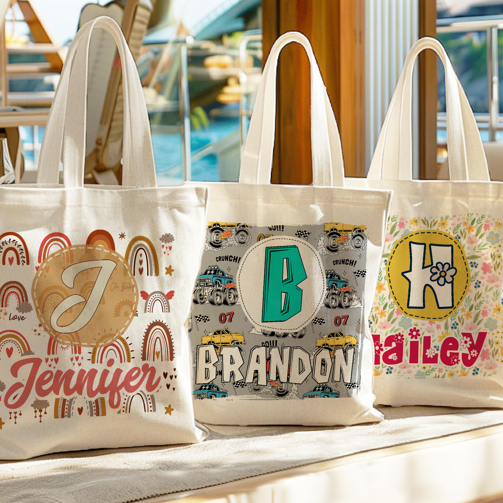 Personalized Alphabet Bee Tote Bag – Unique Design Back-to-School Gift for Kids