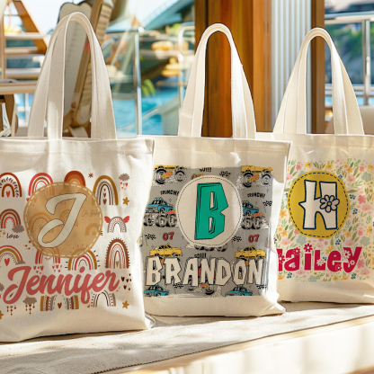 Personalized Alphabet Bee Tote Bag – Unique Design Back-to-School Gift for Kids
